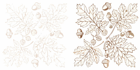 Autumn Foliage And Acorns A Detailed Vector Illustration © Poly
