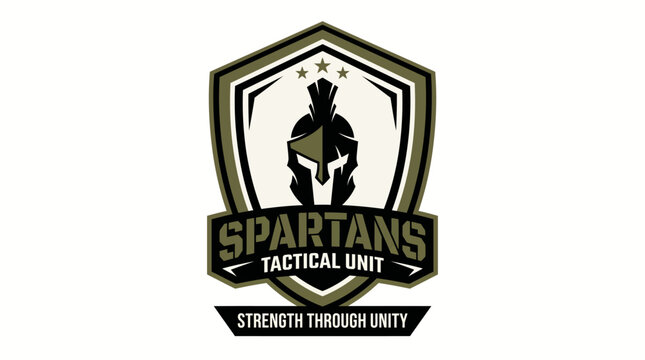 Professional military-style emblem with an ancient warrior helmet design representing strength and unity