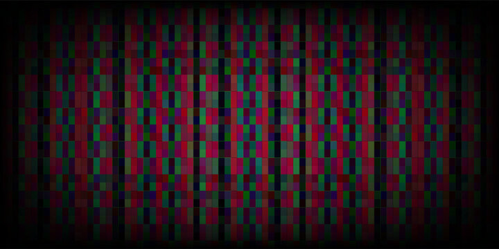 RGB screen pixel background. LED TV screen pattern. LCD display grid dots wallpaper. Red Green Blue diode pixels videowall concept. Projector or television monitor texture backdrop. Vector