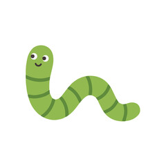 Naklejka premium Cute Caterpillar Vector Illustration, Isolated Flat Cartoon Green Worm Character for Kids Education and Nursery Wall Art