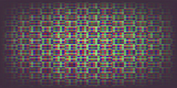 RGB screen pixel background. LED TV screen pattern. LCD display grid dots wallpaper. Red Green Blue diode pixels videowall concept. Projector or television monitor texture backdrop. Vector