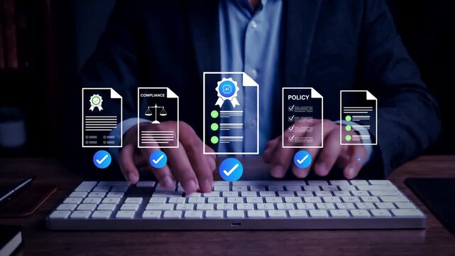 AI compliance certification workflow with enterprise governance automation, intelligent policy validation, digital audit verification, regulatory approval management, and responsible AI oversight