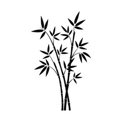 Obraz premium Minimalist black silhouette illustration of stalks of bamboo plant
