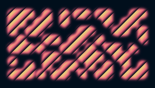 Abstract diagonal striped background with grainy texture and pink yellow gradient glow