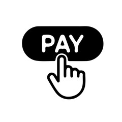 Fototapeta premium Online Payment Button Icon with Hand Click Gesture Glyph Vector Symbol