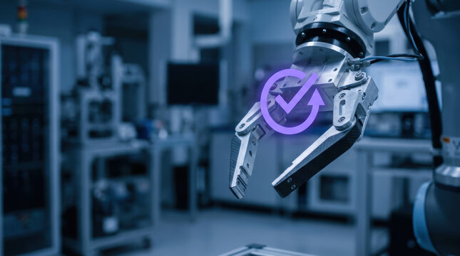 Robotic arm semiconductor factory process handling chip production with precision and efficiency during ongoing chip war innovation and technology