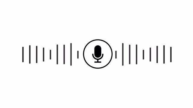 Sound wave pattern on white background audio visualizer music waveform black bars with mic icon