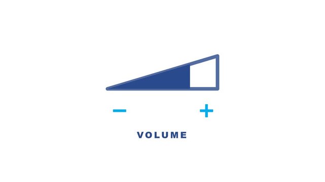 Volume Control Animation Showing Increasing Sound Level with a Blue Slider on a White Background