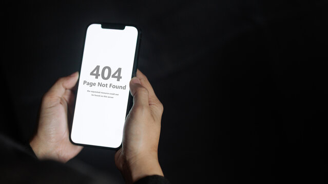 404 Error Page Not Found on Smartphone Screen Mobile Website Access Failure Concept