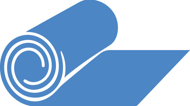 Blue rolled yoga or fitness mat vector illustration.
