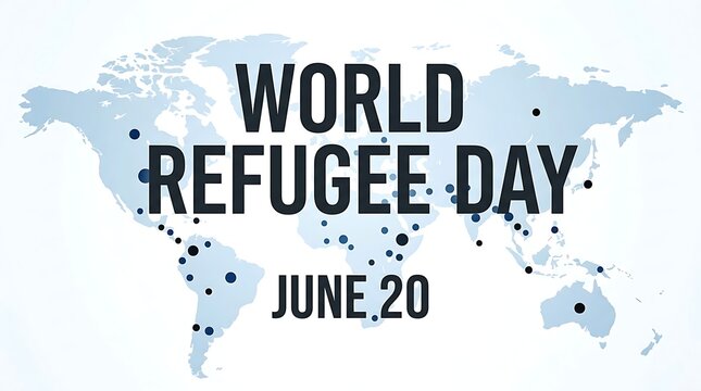 World refugee day awareness illustration with global map and june twenty date highlighted
