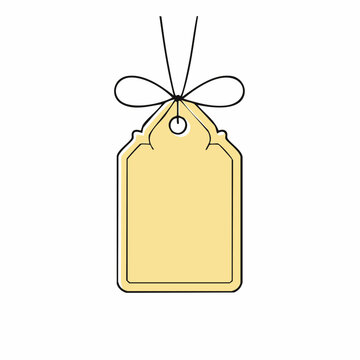 Blank Yellow Gift Tag with Ribbon and String