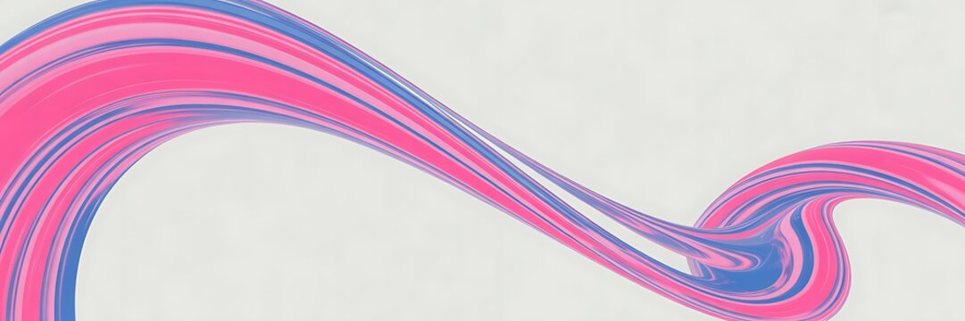Pink Blue Swirling Wave on White Background