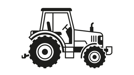 Obraz premium Classic farm tractor silhouette isolated on white background.
