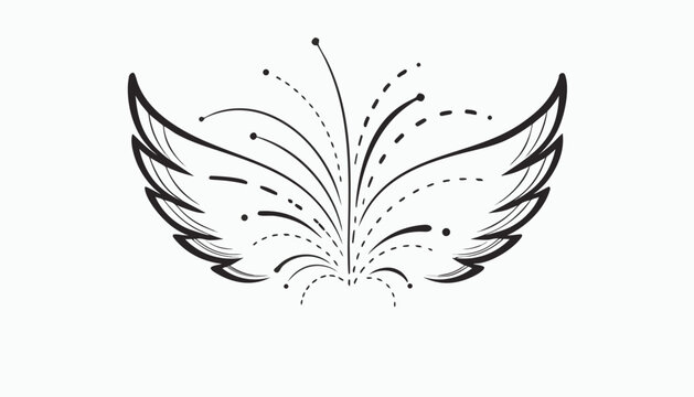 Elegant black wing design with dotted lines