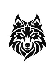 Fototapeta premium Black and white wolf head with abstract design