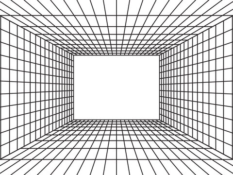 tunnel line depth illusion art depth 3d. box design elements for ID cards, presentations, and others. Optical illusion design elements. diaphragm depth vector drawing.