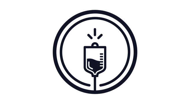 Minimalist icon of intravenous drip bag setup.
