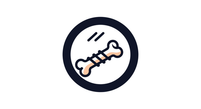 Cute stylized dog bone icon with crack marks.