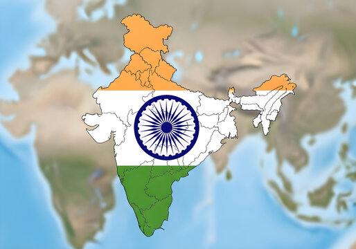 India map with ashok chakra flag design