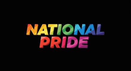 Obraz premium National Pride Rainbow Text on Black Background