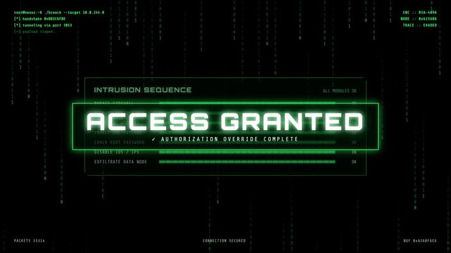 Cyber Security Hacking Interface with Multiple Progress Bars and Matrix Code