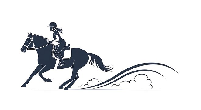 Horse Jumping Water Obstacle in Dynamic Silhouette Style