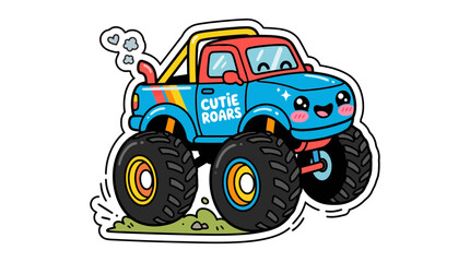Cute Kawaii Monster Truck Cartoon Illustration © ski