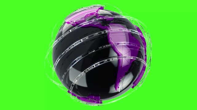 Global Network Earth Rotation on Green Screen with Digital Communication Interface