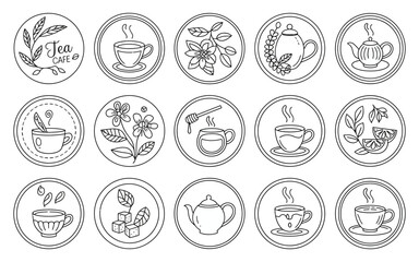 Fototapeta premium Collection of various coffee icons featuring different beverages and pastries