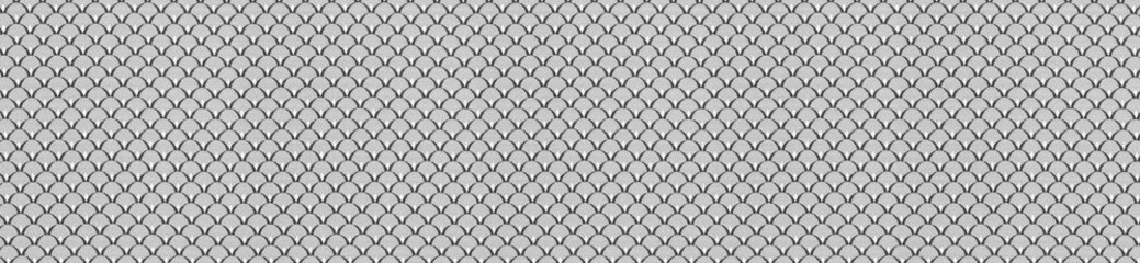 Seamless grey fabric texture with a classic repeating fish scale pattern suitable for elegant interior upholstery and backdrop design. © EdisonArt