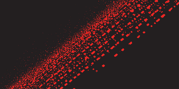 Vibrant red digital code pattern on a solid dark background