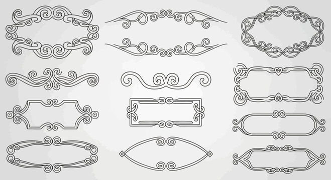 Vintage ornamental frames and borders, decorative elements for design