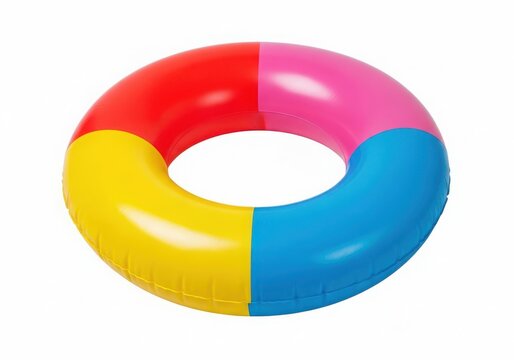 Colorful inflatable inner tube floating on water