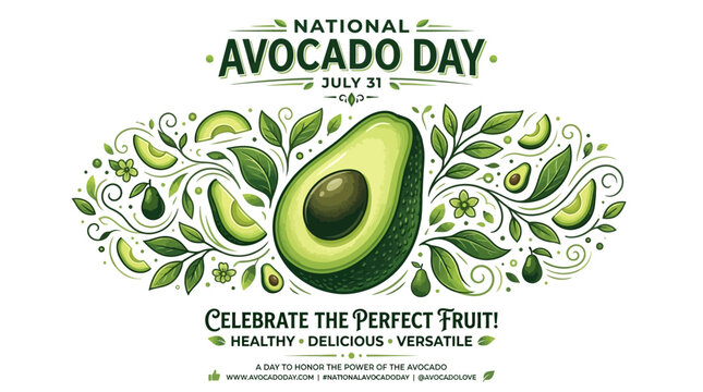 Avocado illustration for national avocado day on july 31st