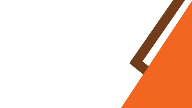 Large orange triangle with parallel brown angular line on white background forming abstract minimalist geometric layered modern composition