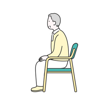 高齢男性の座る動作のイメージイラスト