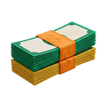 Stylized stack of money with orange bands