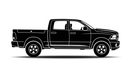 Fototapeta premium Black pickup truck isolated on white background in side view
