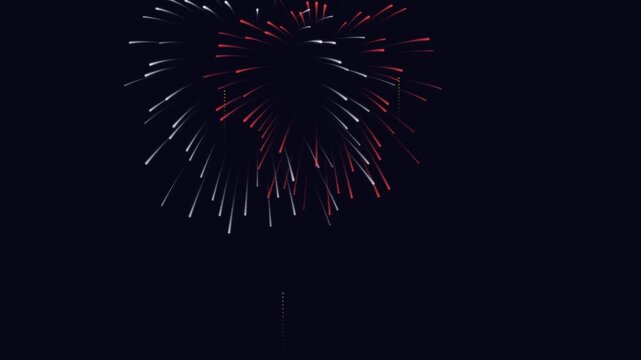 Multiple Animated Firework Bursts Exploding in Night Sky for New Year Celebration and Festival Event Video