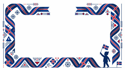 Obraz premium Child silhouette standing on a patterned background with flag