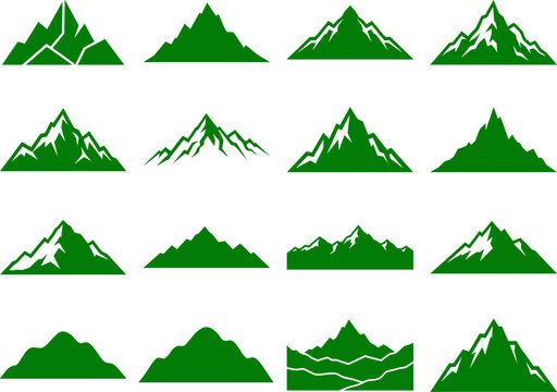 Alpine mountain peak silhouette variety pack showing diverse rocky summits and high altitude ranges