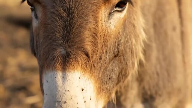 Close-up of a donkeys face.
