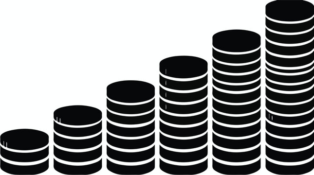Increasing stack of coins for finance growth concept