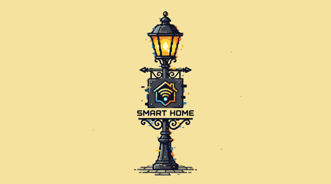 Stylized old-fashioned street lamp with smart technology