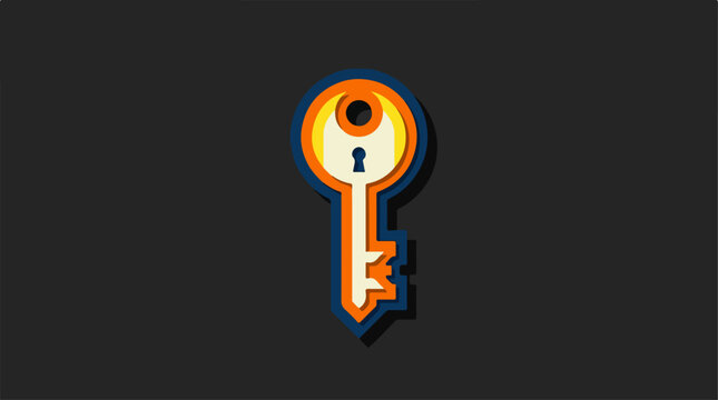 Layered key icon in solid colors