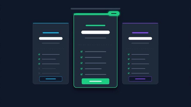 Modern Pricing Plan Interface Minimalist Dark Mode UI Animation For SaaS Landing Page Subscription Tier Selection And Web Design Presentation