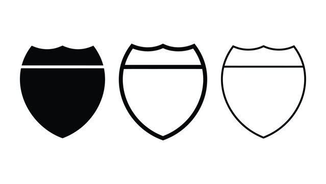 Interstate route sign silhouette vector outline and line art