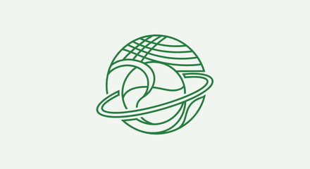 Green illustration depicts planet rings orbiting a celestial body in space © Byone