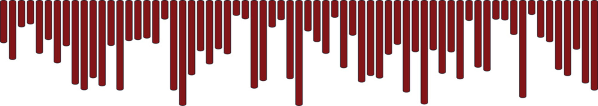Seamless dark red drip pattern isolated on transparent background vertical liquid flowing lines vibrant paint design.